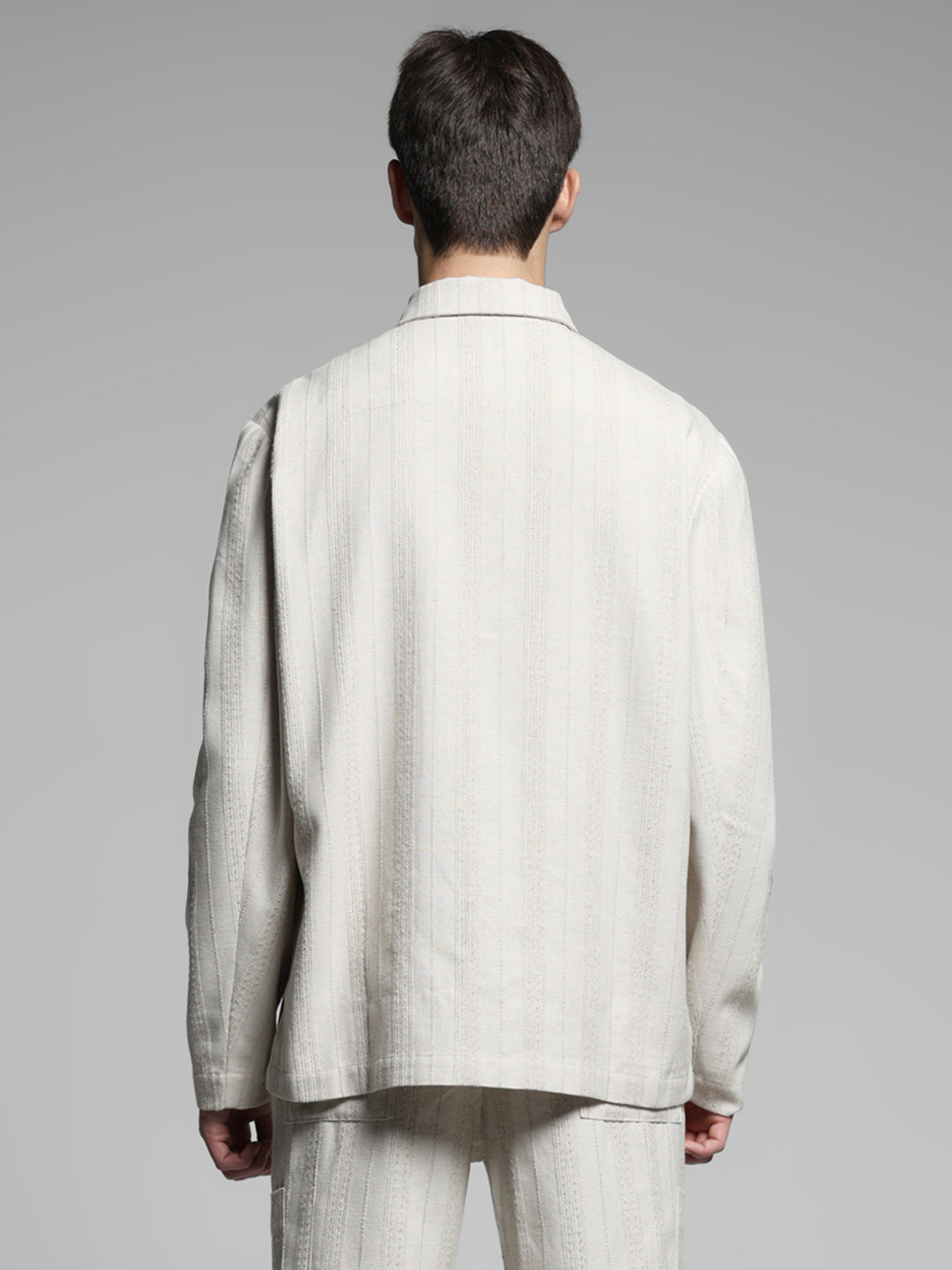 Cream Striped Oversized Shirt