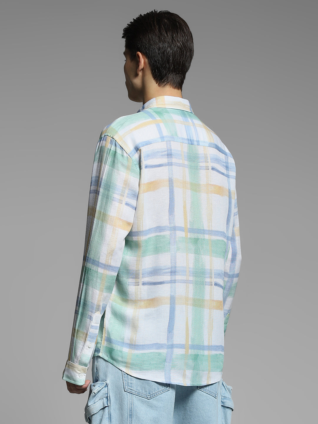 Men's Regular Fit Polyester Checked Shirt With Long Sleeves