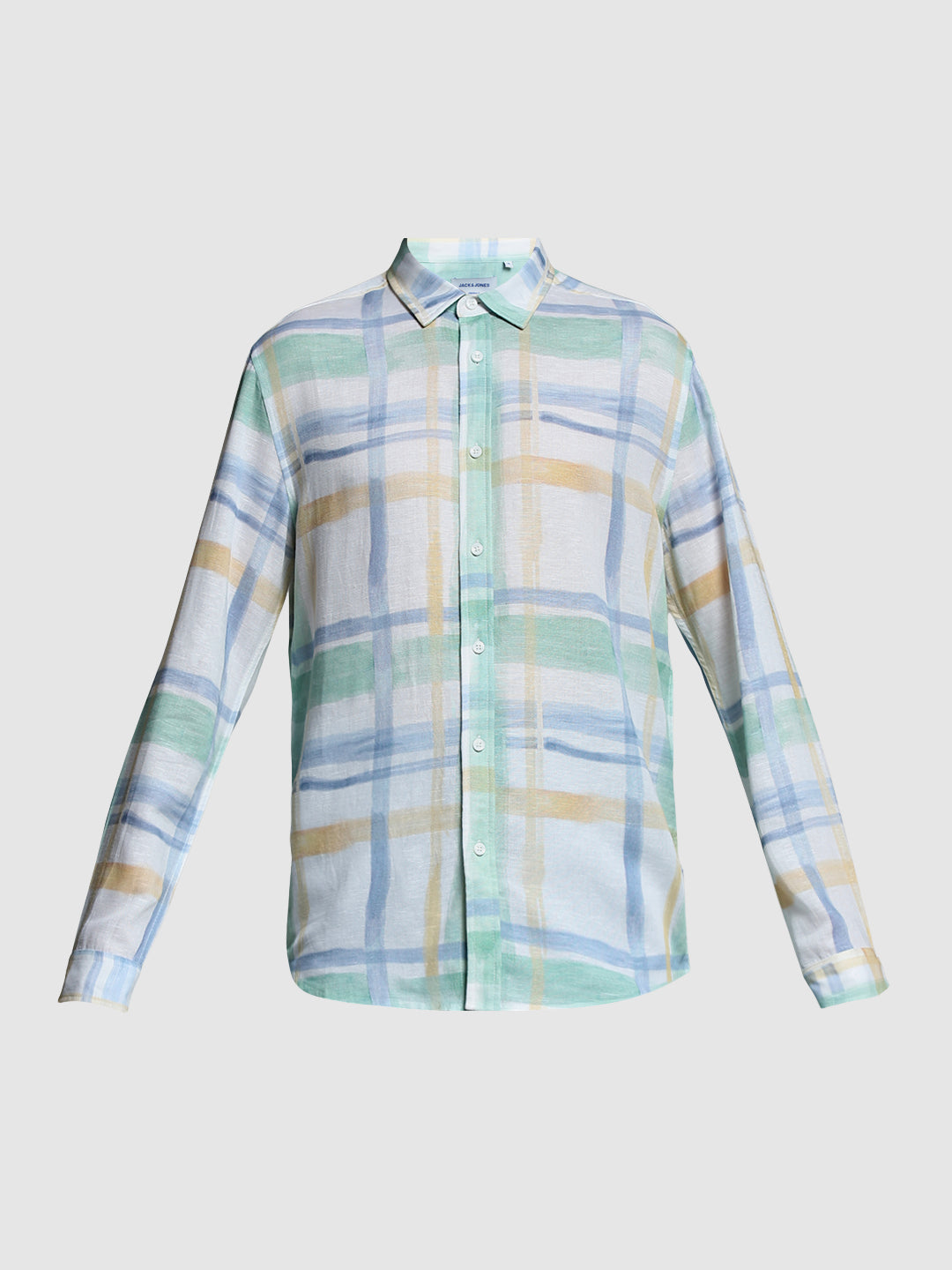 Men's Regular Fit Polyester Checked Shirt With Long Sleeves