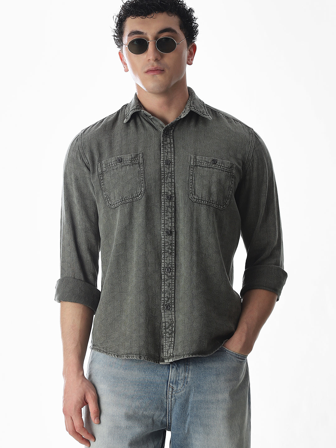 Dobby Cotton Regular Fit Shirt - S