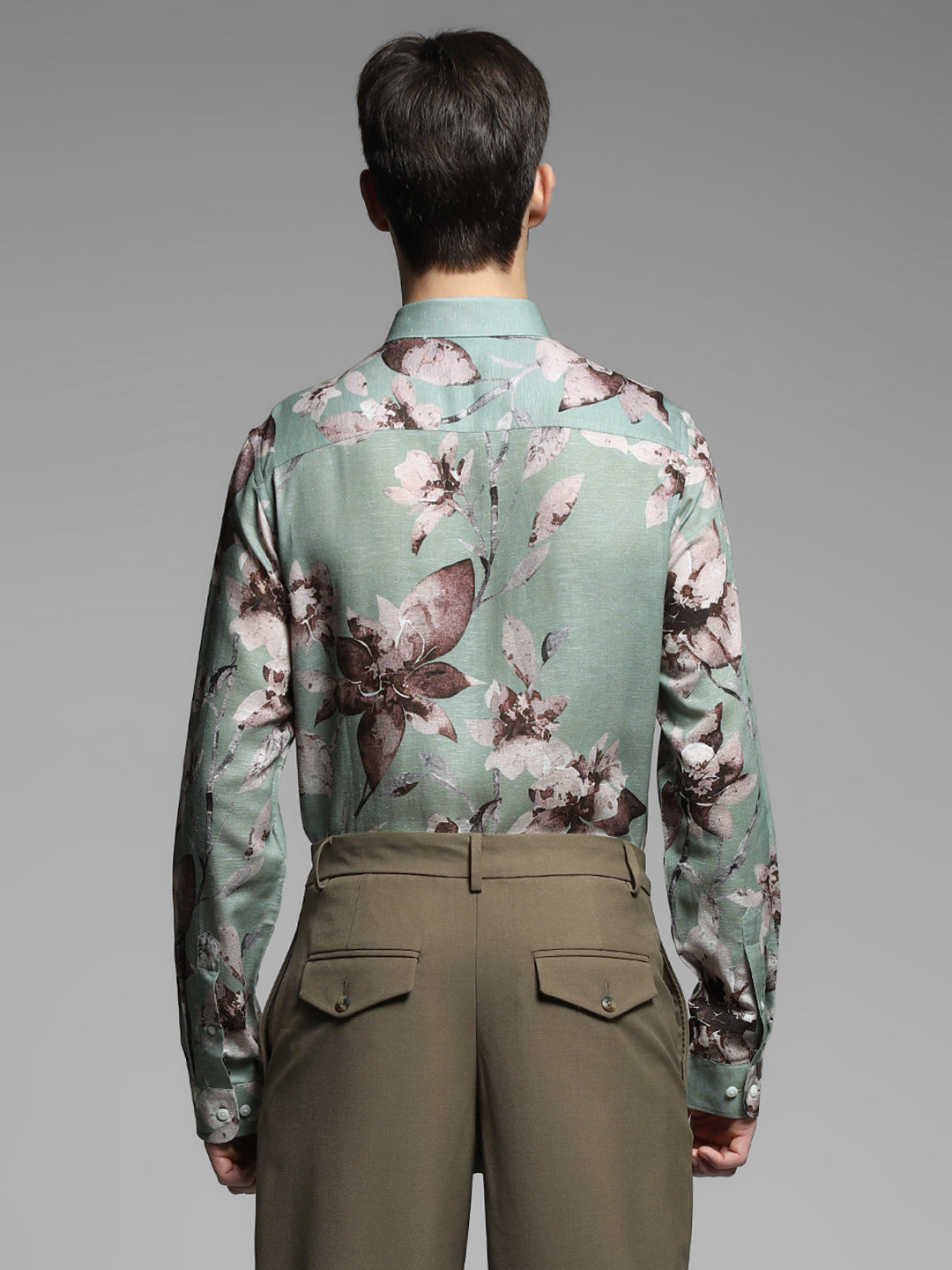 JACK&JONES Green Floral Linen Blend Shirt