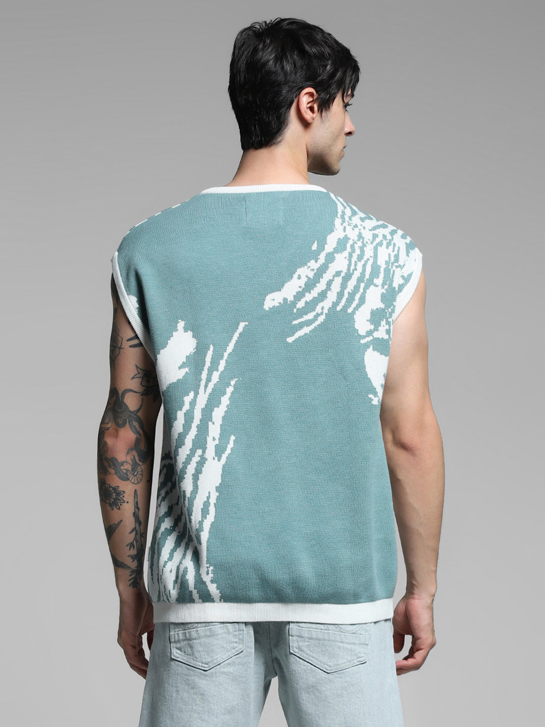 Green Printed Oversized Pullover