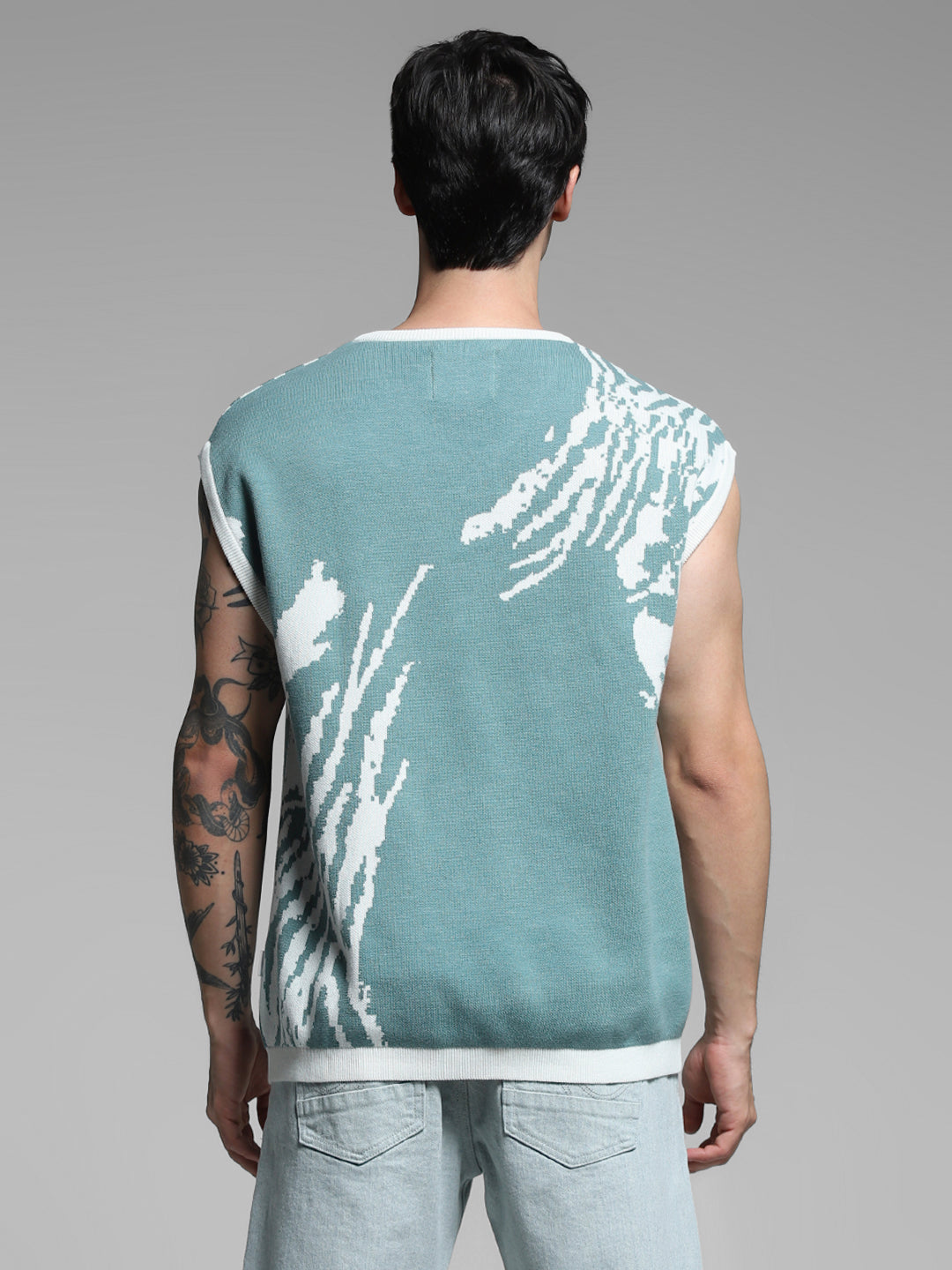 Green Printed Oversized Pullover