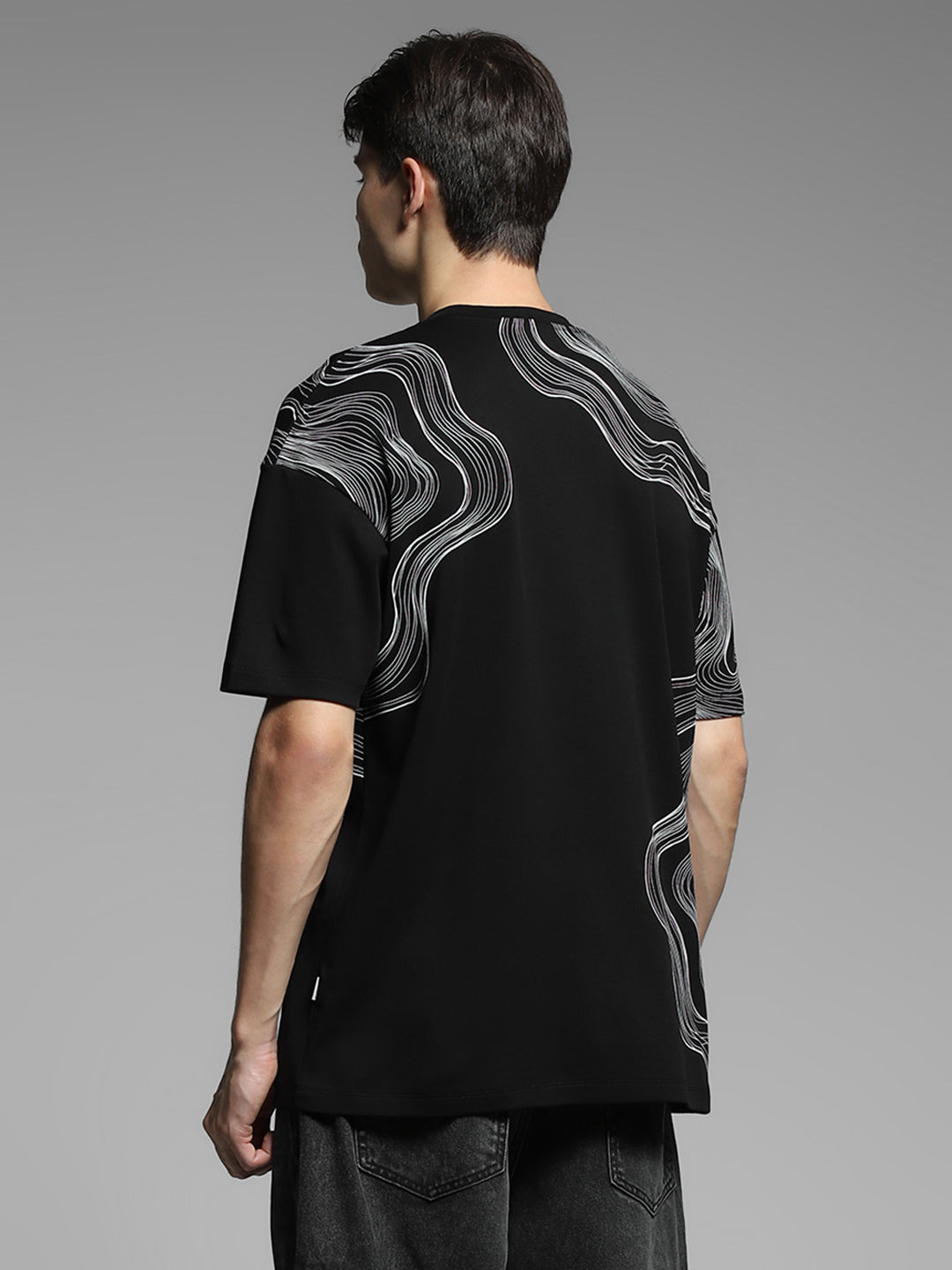 Black Printed Oversized Shirt