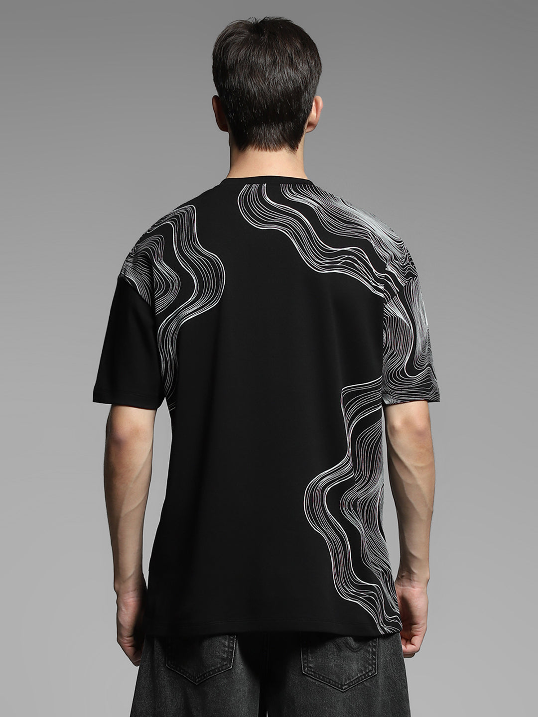 Black Printed Oversized Shirt