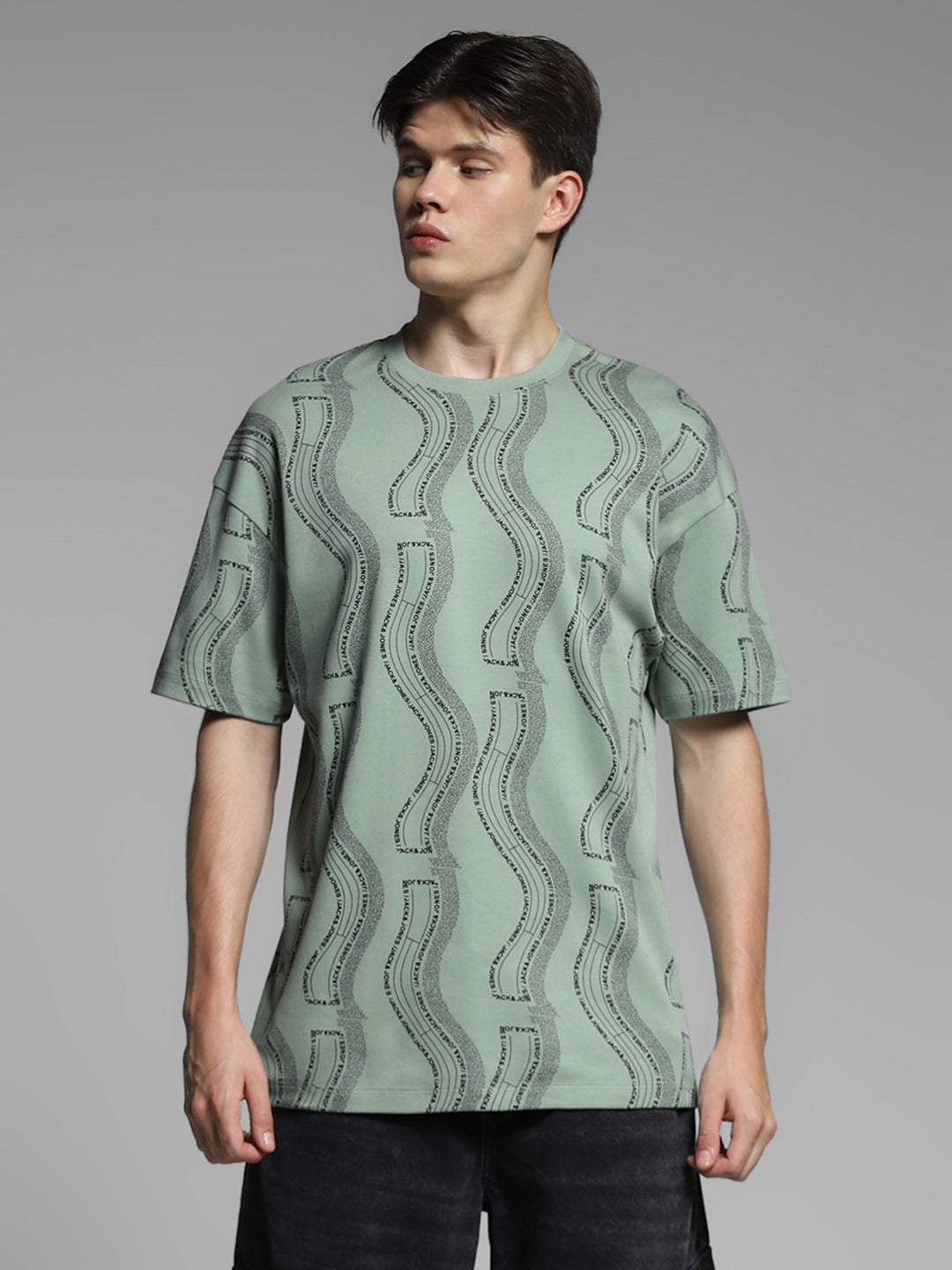 Green Printed Oversized Shirt