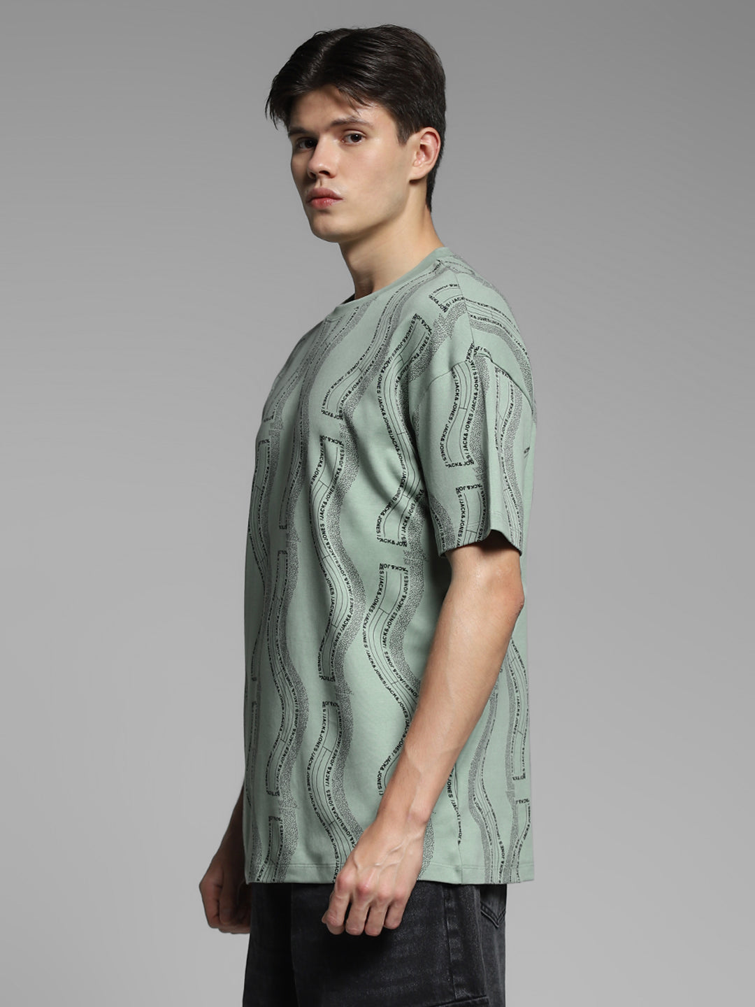 Green Printed Oversized Shirt