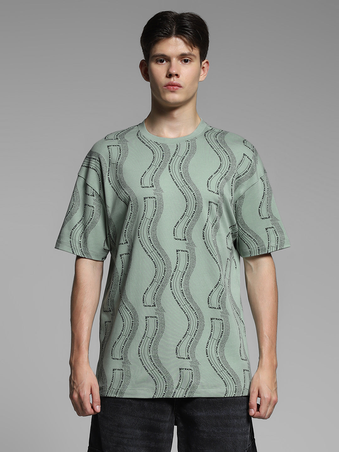 Green Printed Oversized Shirt