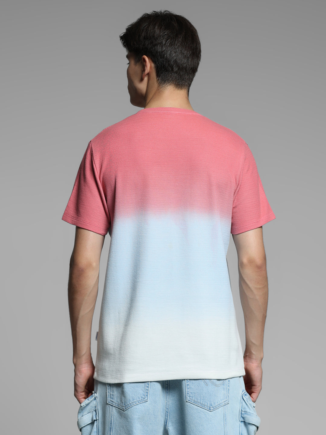 Pink Colourblocked Cotton T-shirt