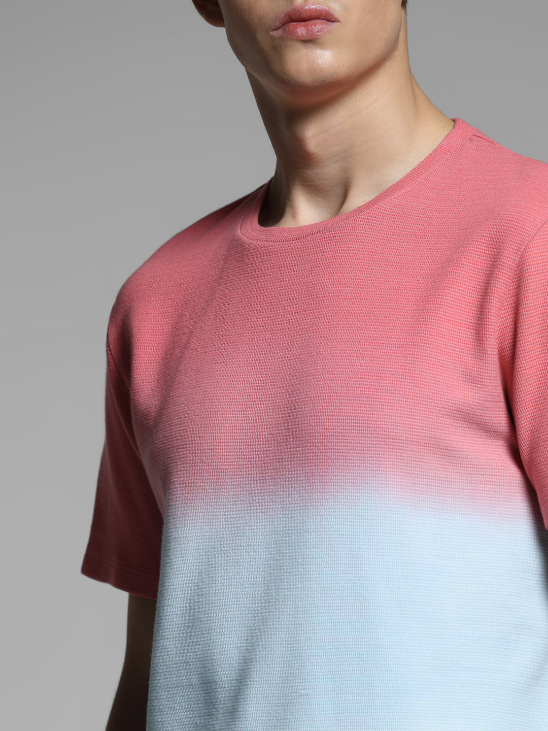 Pink Colourblocked Cotton T-shirt