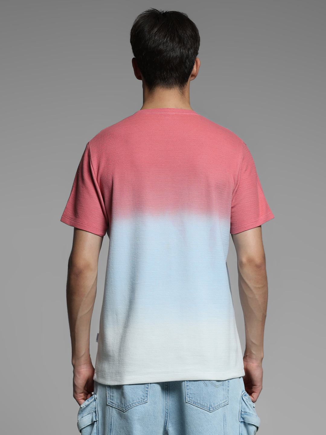 Pink Colourblocked Cotton T-shirt