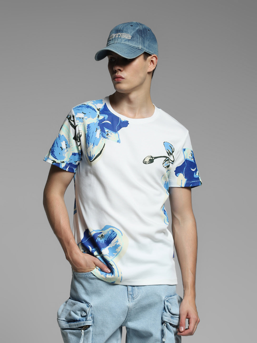 White Floral Cotton T-shirt