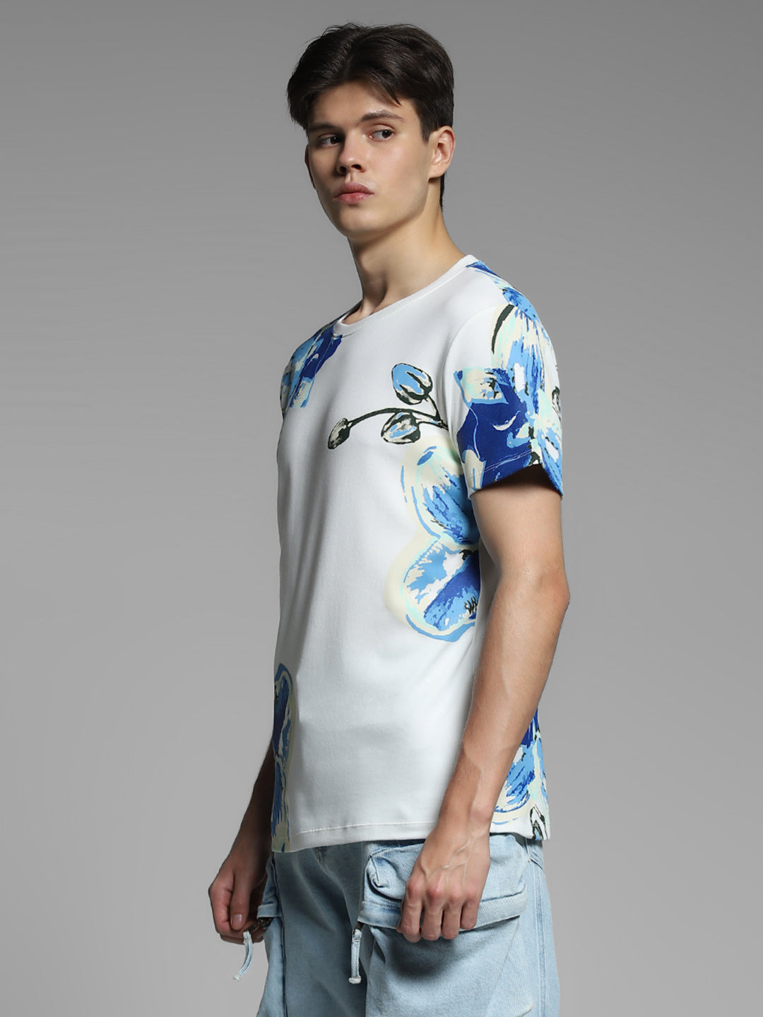 White Floral Cotton T-shirt