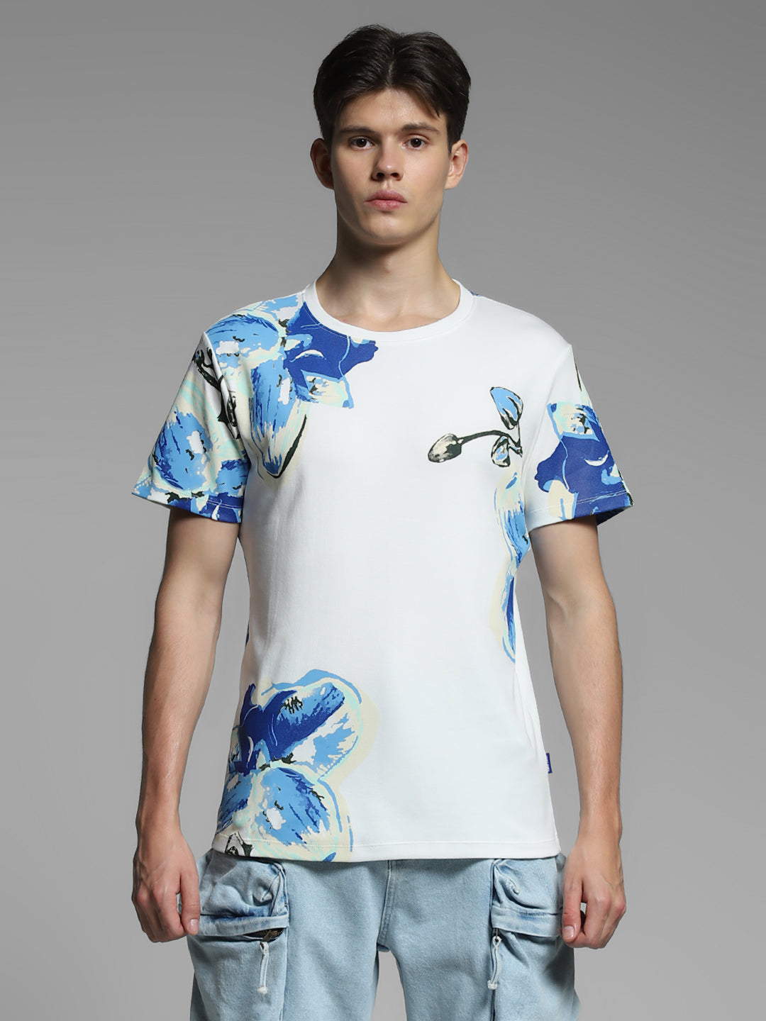 White Floral Cotton T-shirt