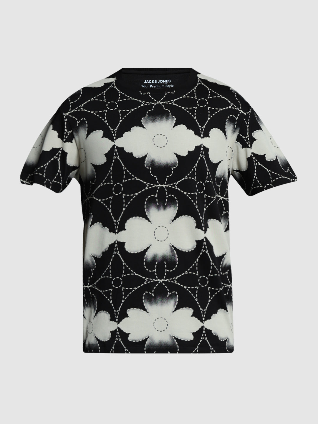 Black Printed Cotton T-shirt