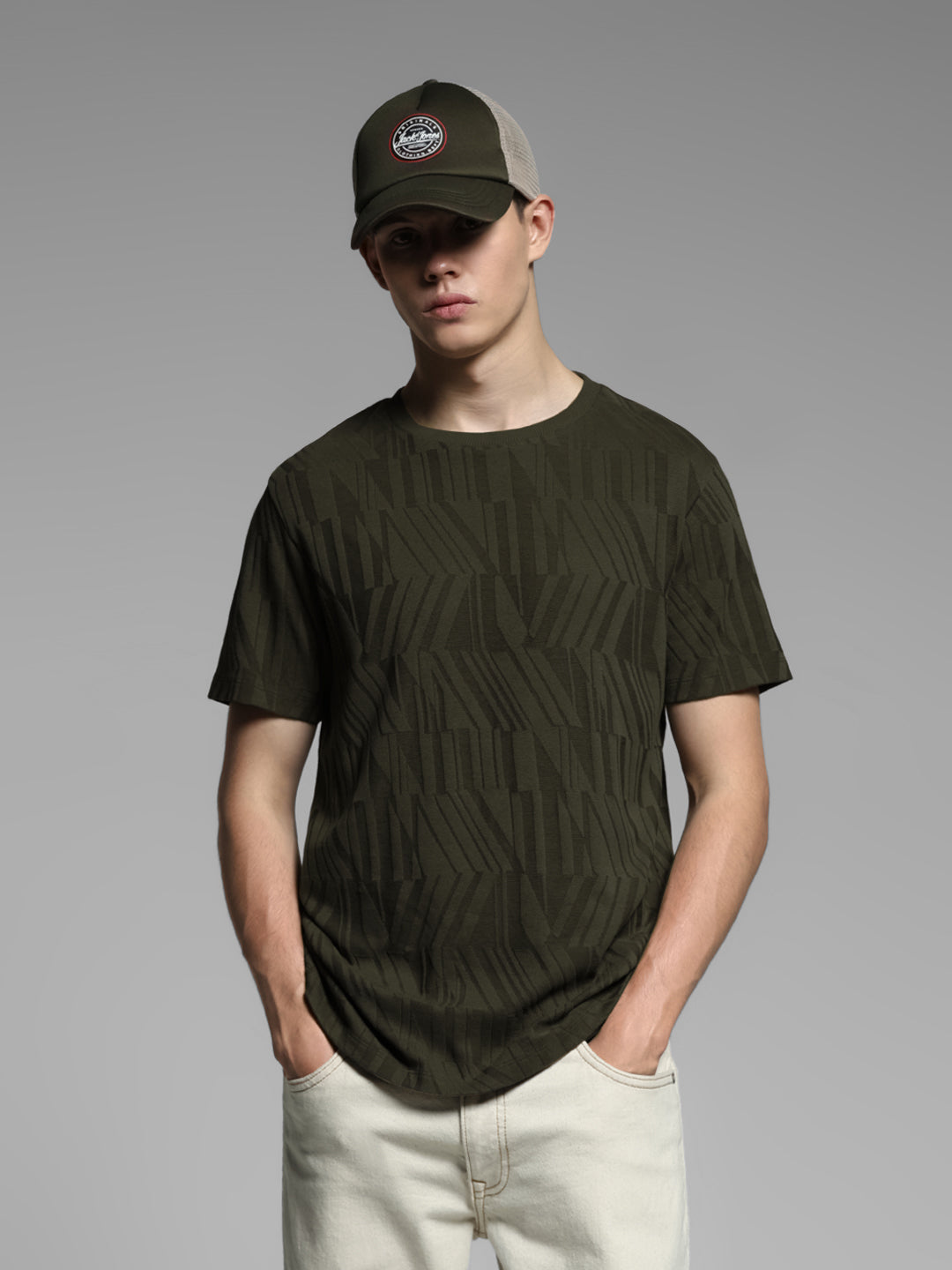 Jacquard Crew Neck T-shirt - S