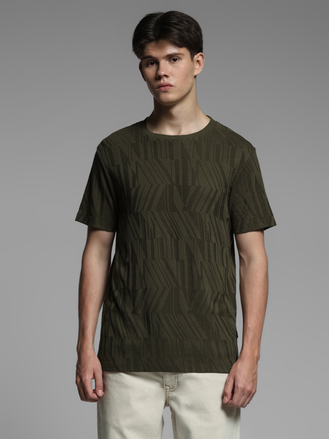 Jacquard Crew Neck T-shirt