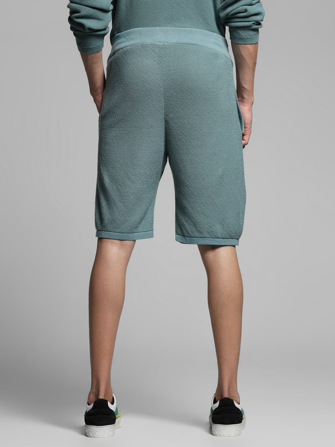 Green Mid Rise Knit Shorts