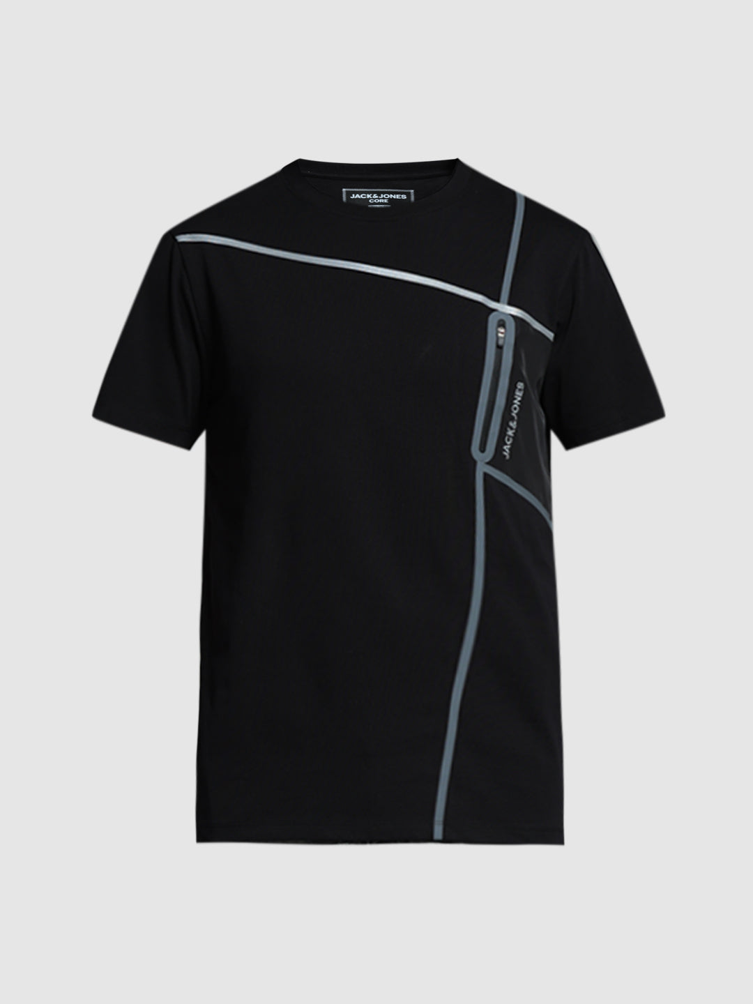 Buy Black Zip Detail Cotton T-shirt for Mens Online at Jack&Jones