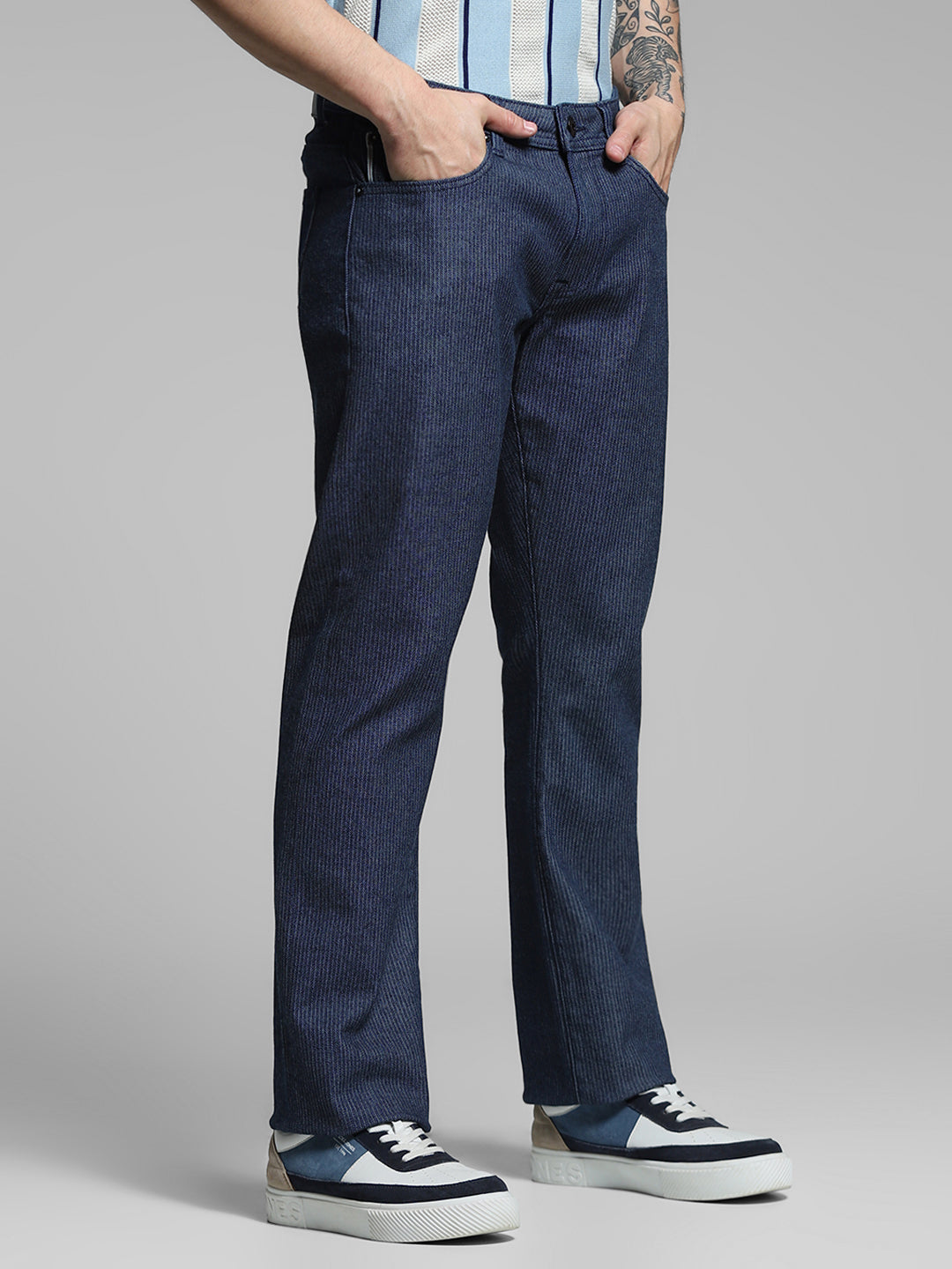 Dark Blue Low Rise Clark Regular Fit Jeans