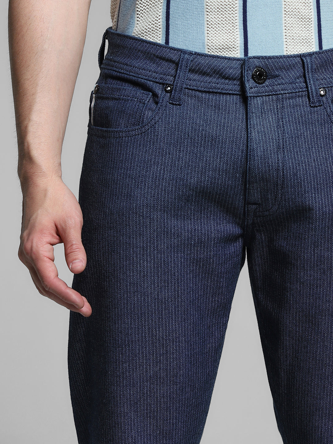 Dark Blue Low Rise Clark Regular Fit Jeans