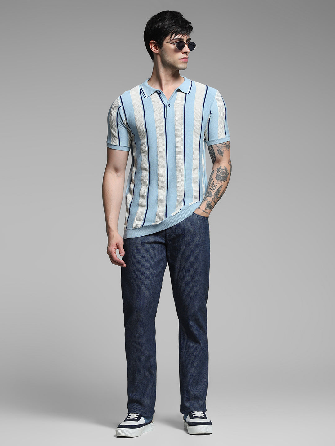 Dark Blue Low Rise Clark Regular Fit Jeans