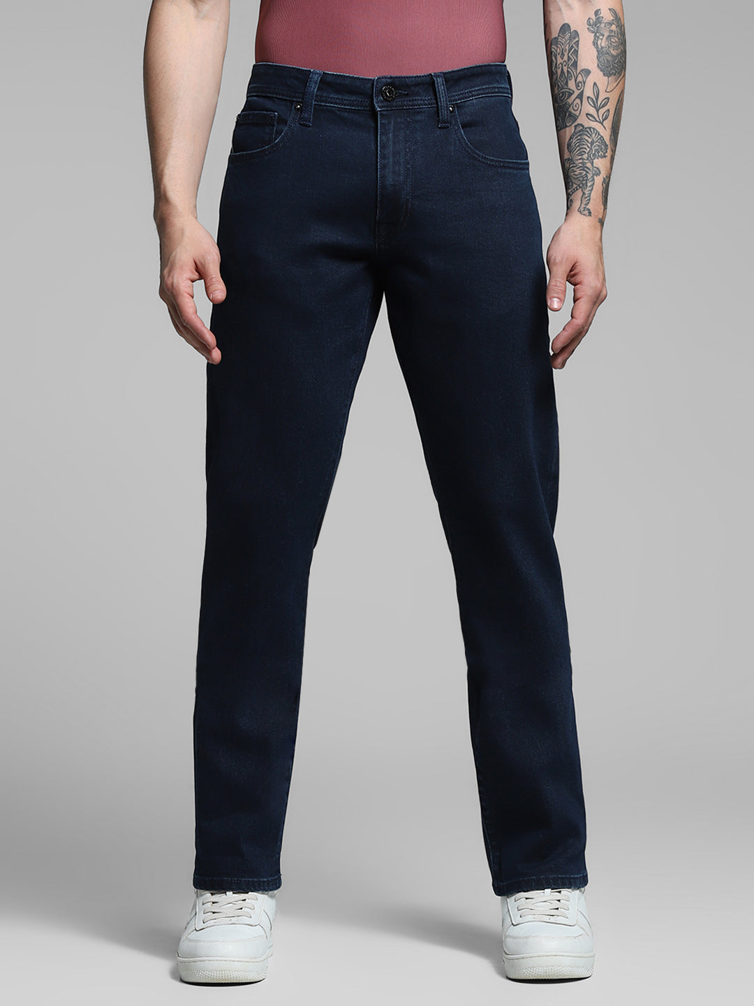 Dark Blue Low Rise Clark Regular Fit Jeans