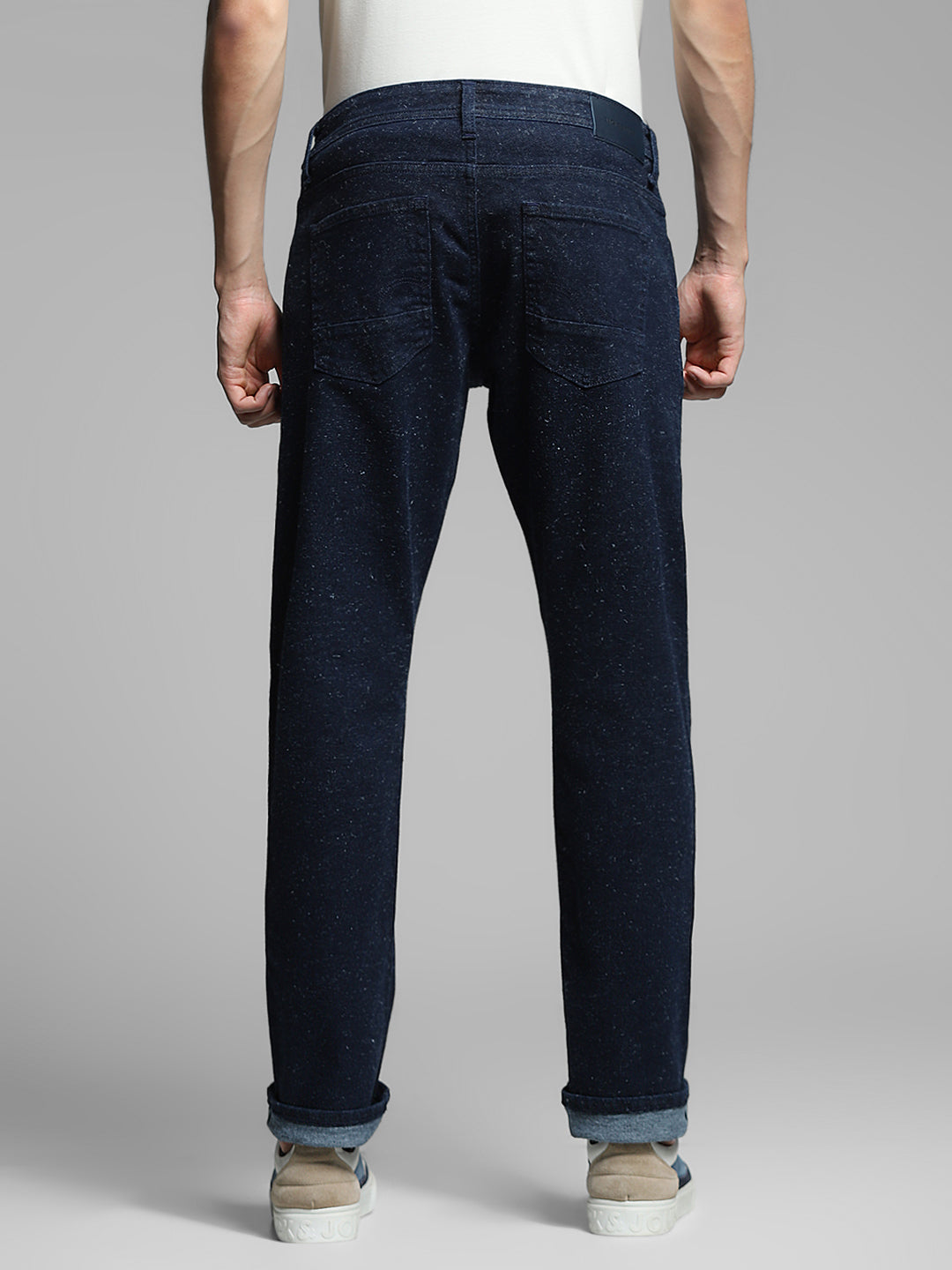 Men's Regular Fit Low Rise Dark Blue Solid Jeans