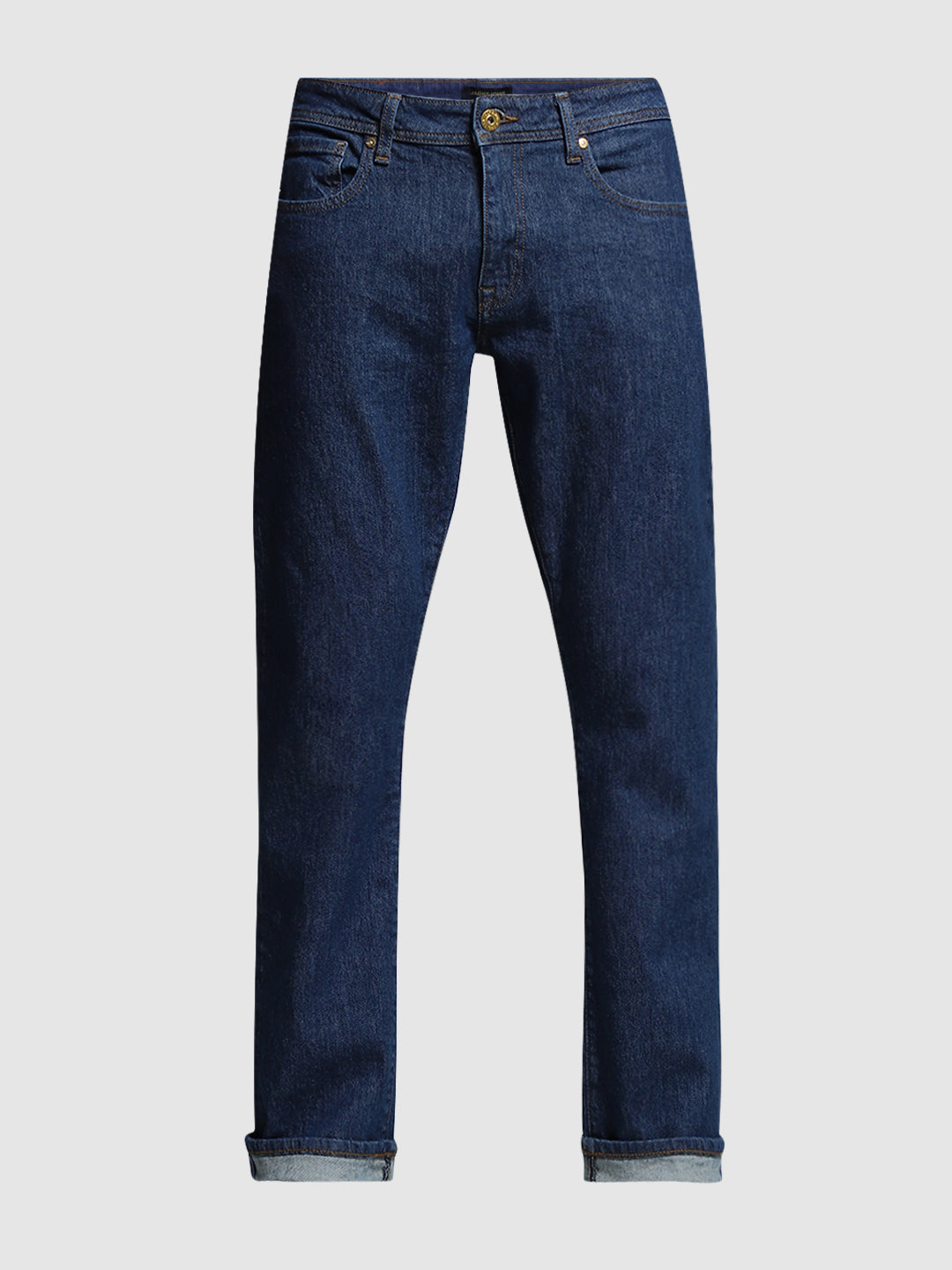 Men's Dark Blue Regular Fit Low Rise Solid Jeans