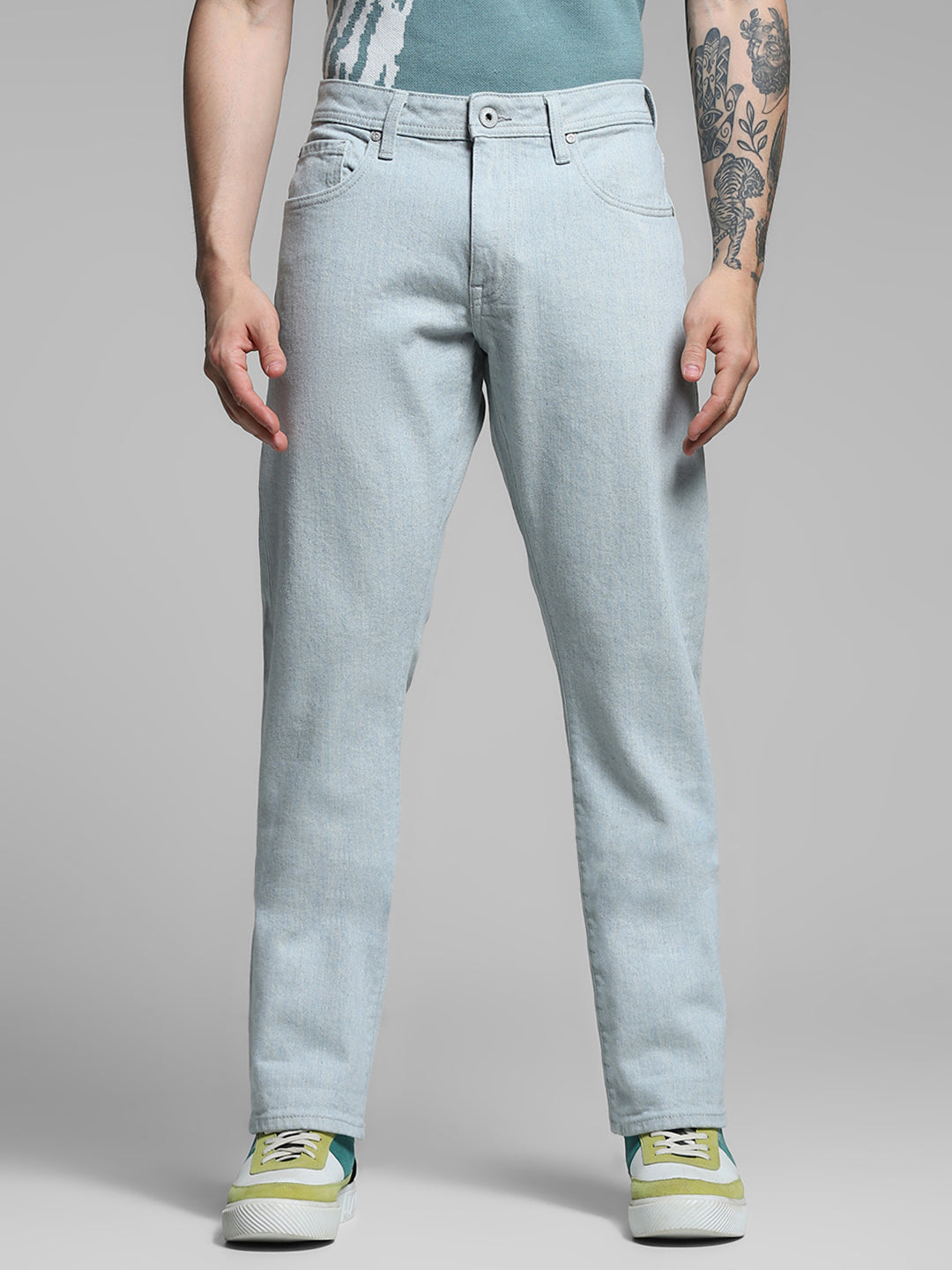 Light Grey Low Rise Clark Regular Fit Jeans