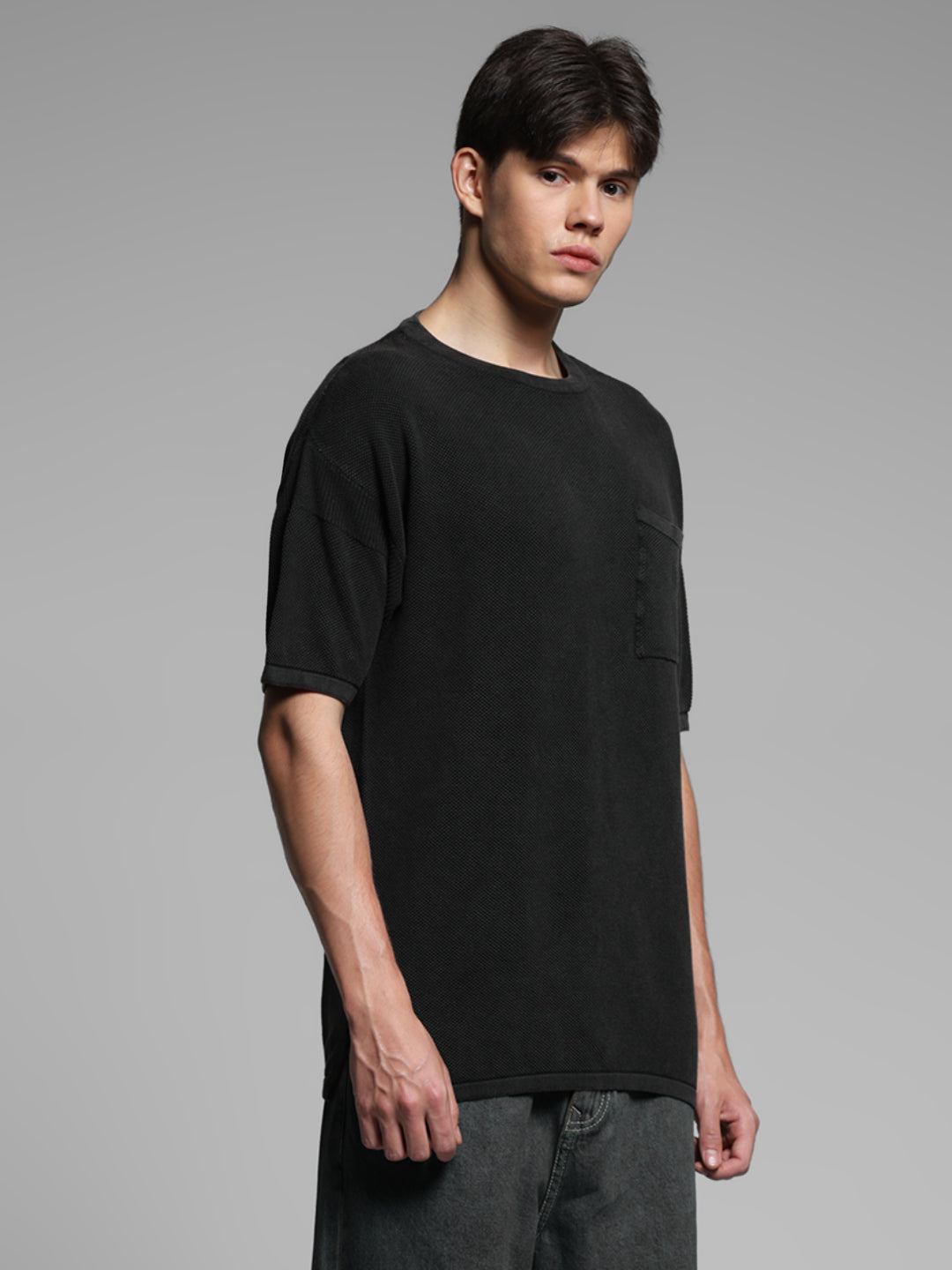 Black Cotton Washed Oversized T-shirt
