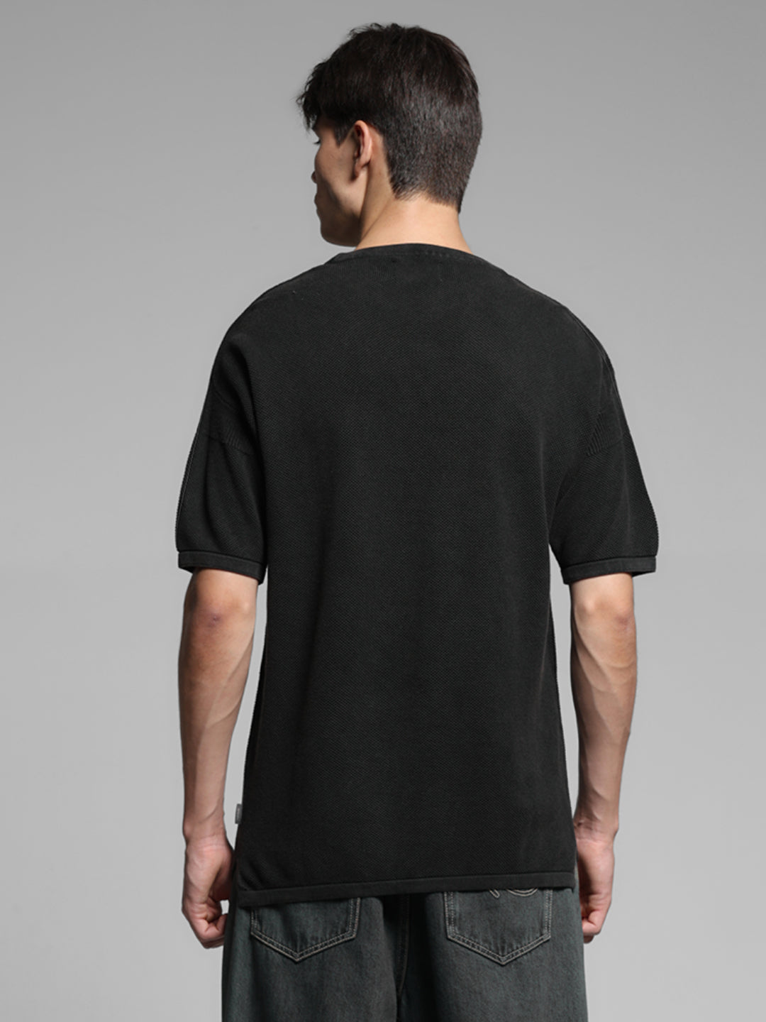 Black Cotton Washed Oversized T-shirt