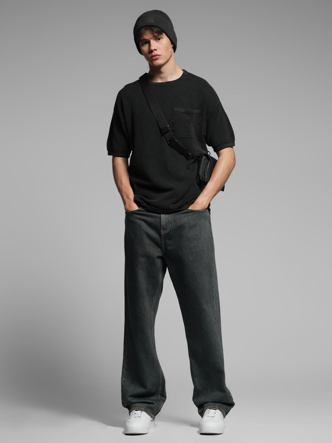 Black Cotton Washed Oversized T-shirt