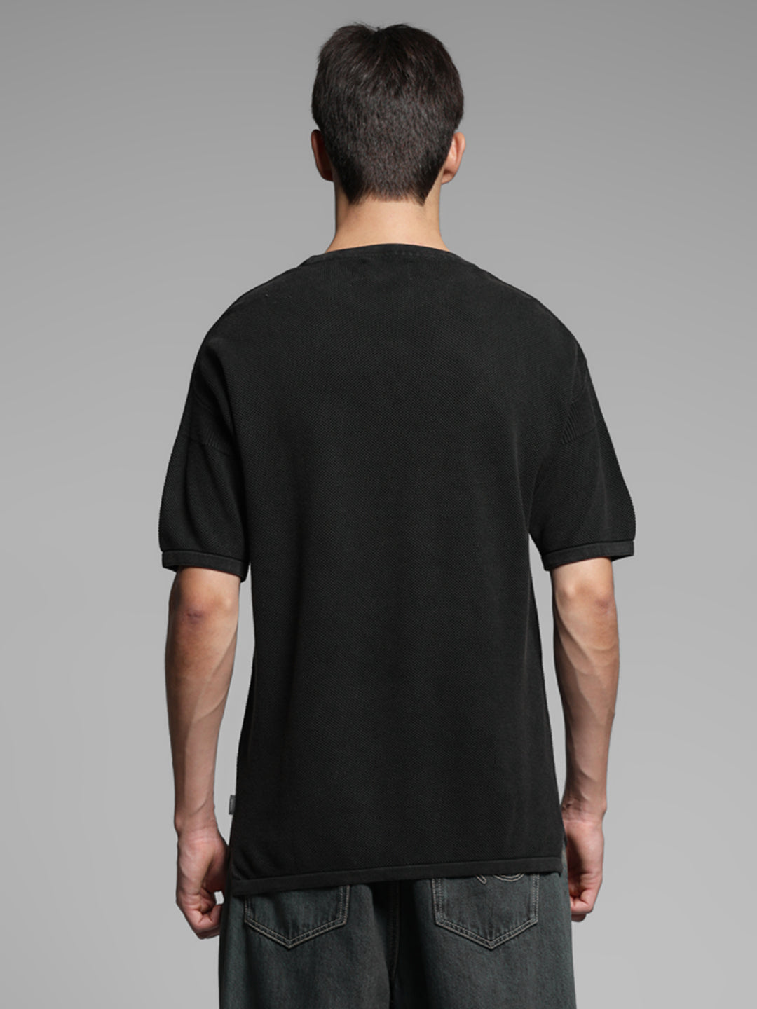 Black Cotton Washed Oversized T-shirt