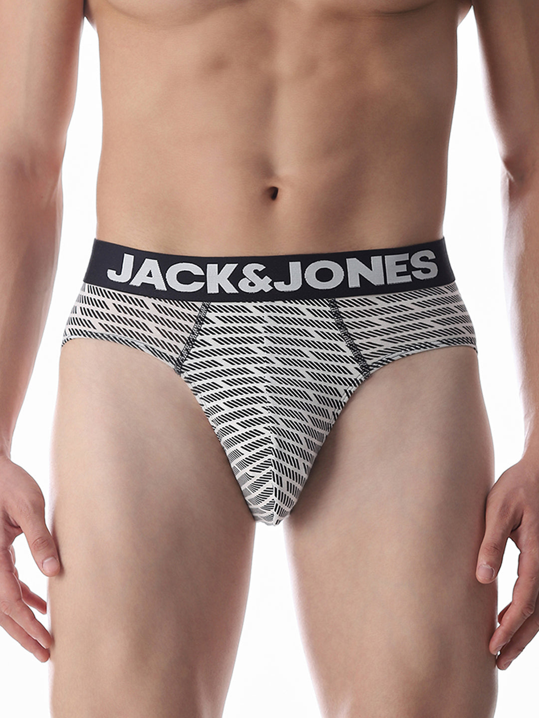 White & Black Printed Briefs - S
