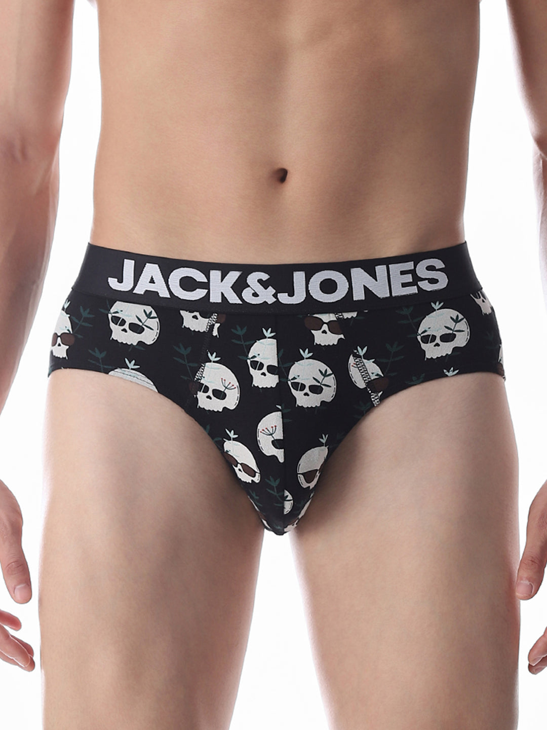 Black Skull Print Briefs