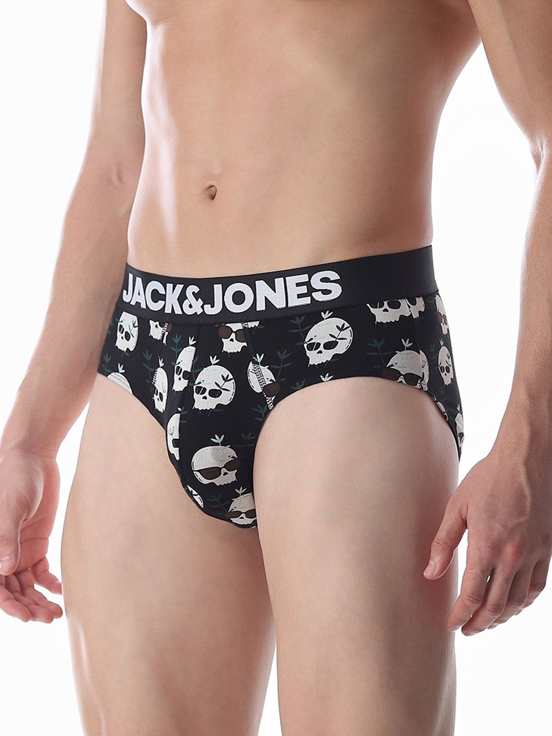 Black Skull Print Briefs