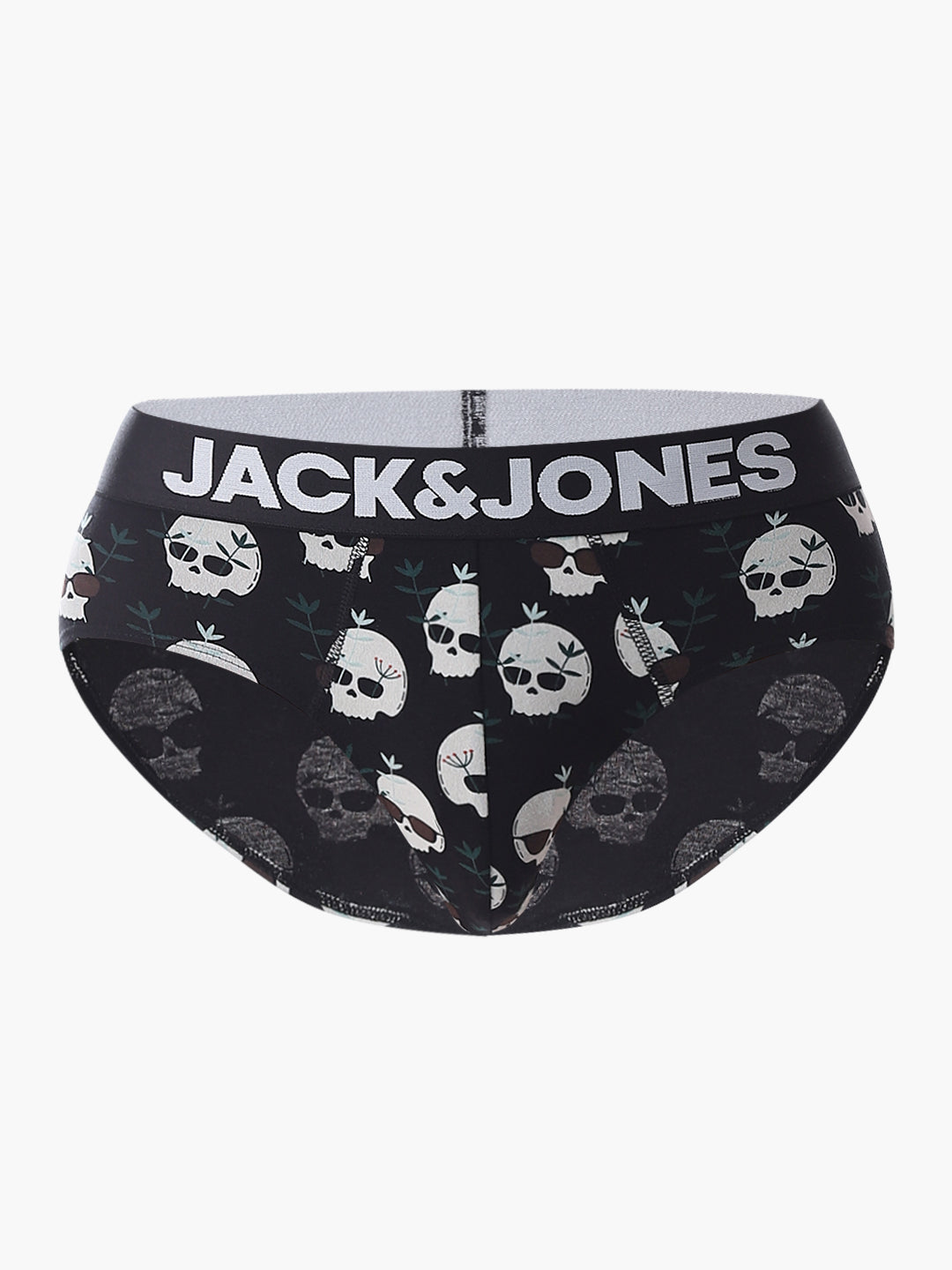 Black Skull Print Briefs