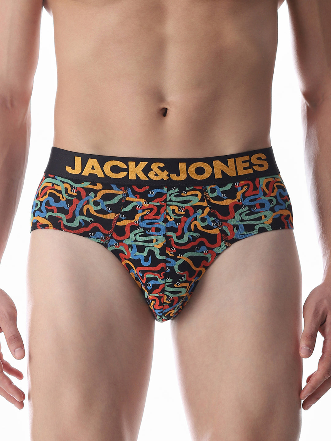 Black Snake Printed Briefs - S