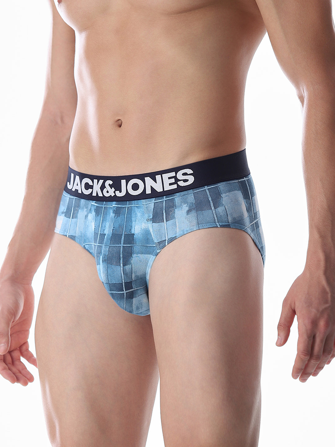Blue Check Print Briefs