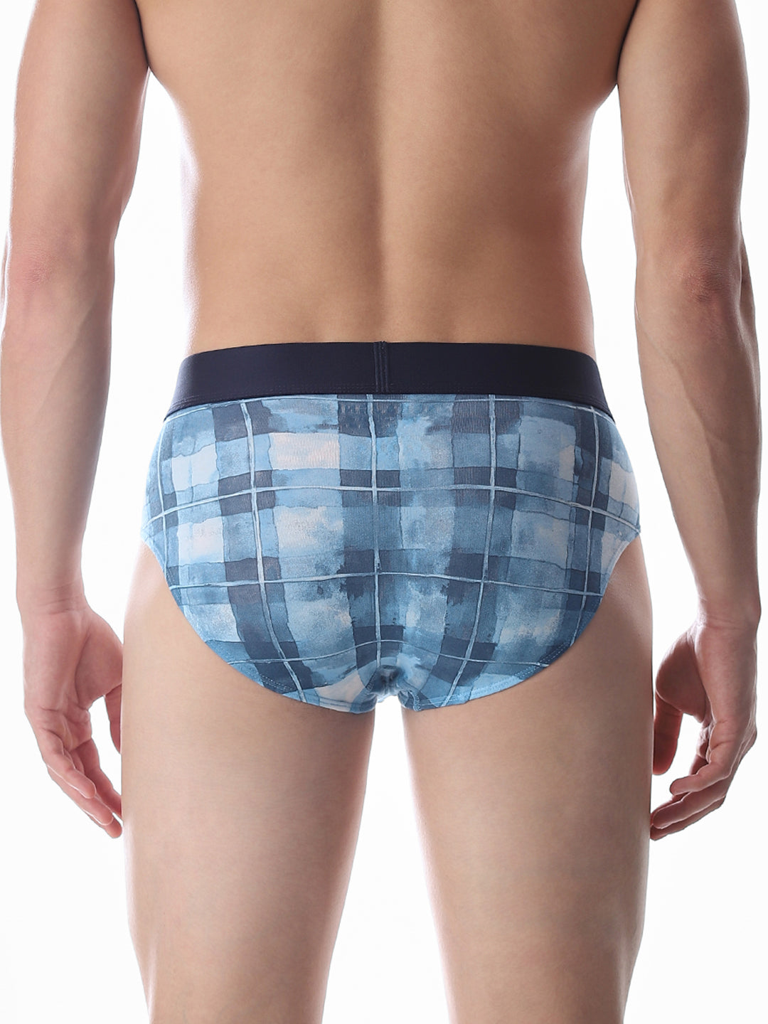 Blue Check Print Briefs