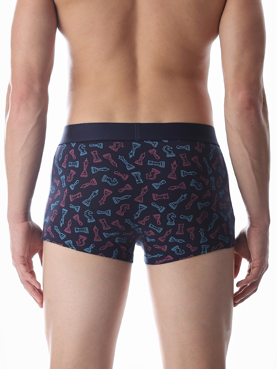 Navy Blue Chess Pawns Print Trunks