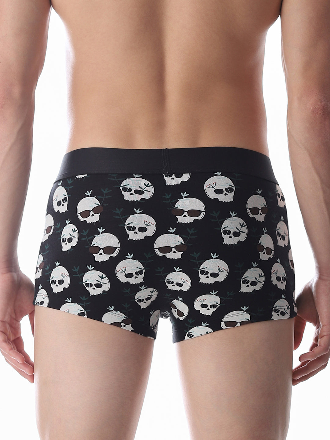 Black Skull Print Trunks