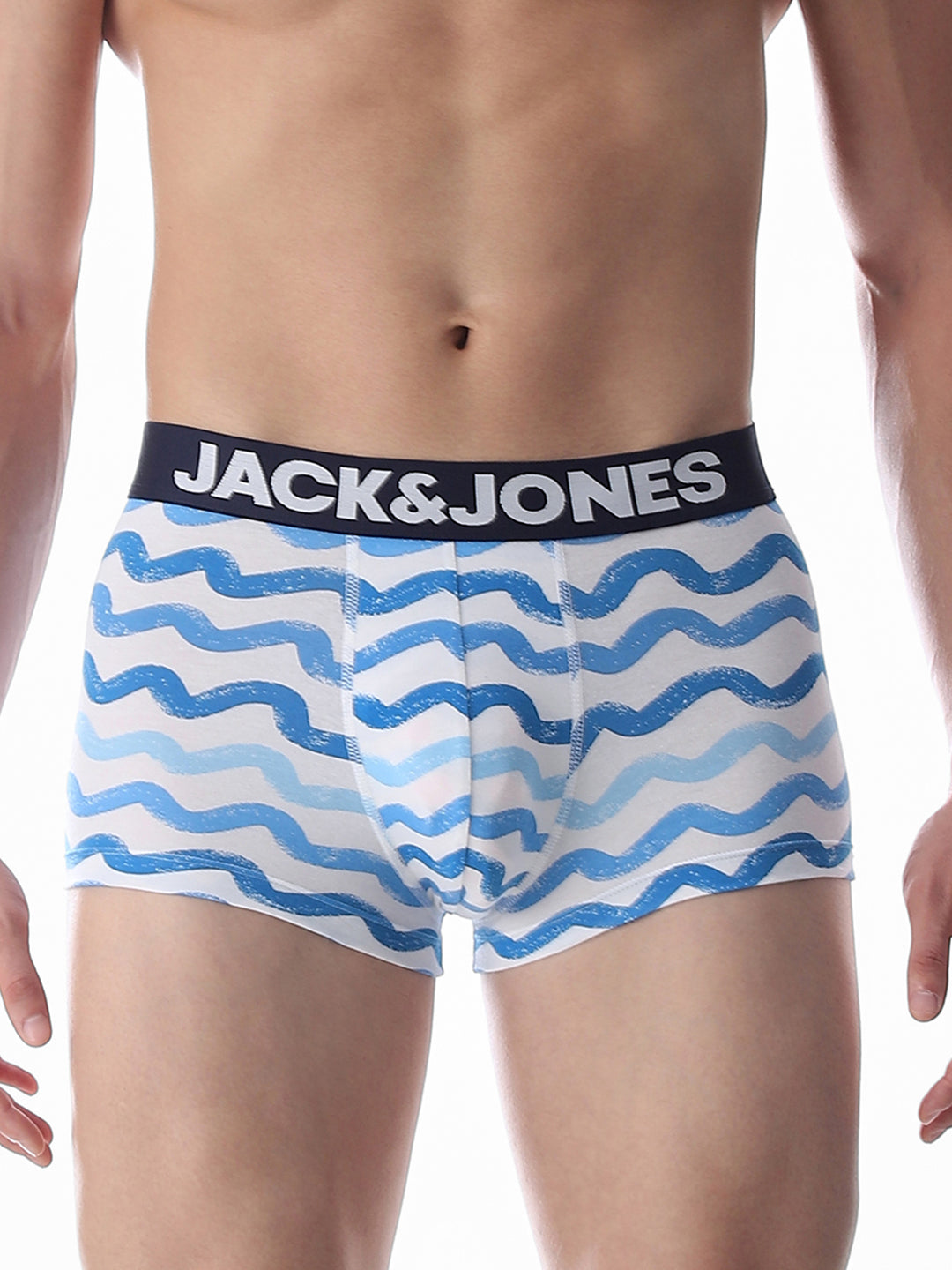 Blue Wave Stripes Printed Trunks - S