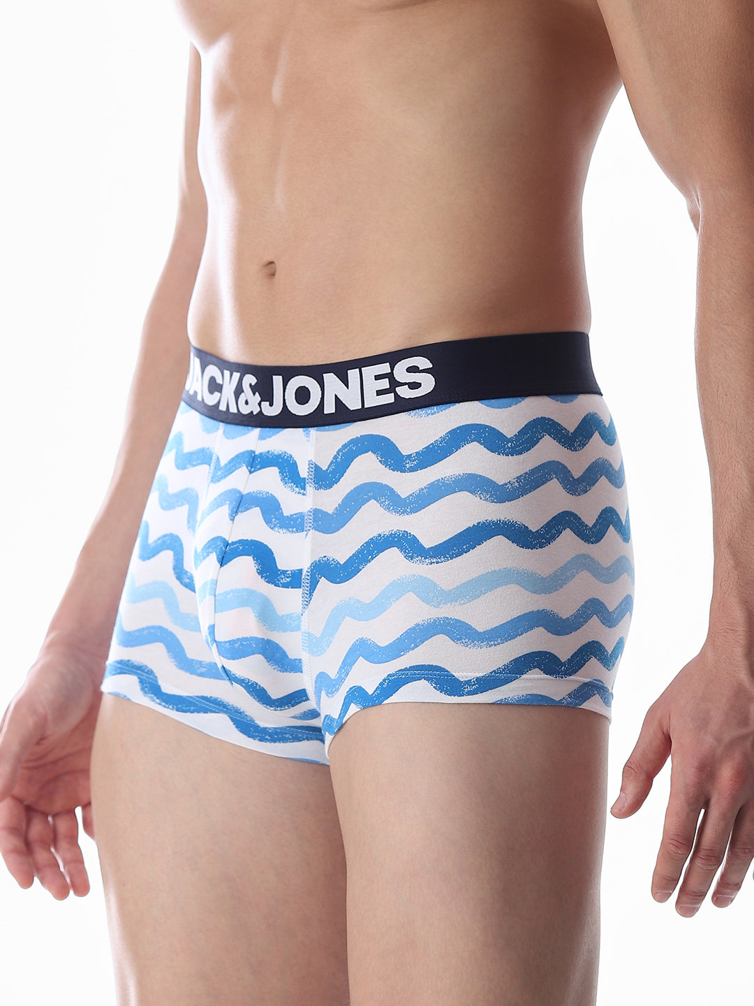 Blue Wave Stripes Printed Trunks
