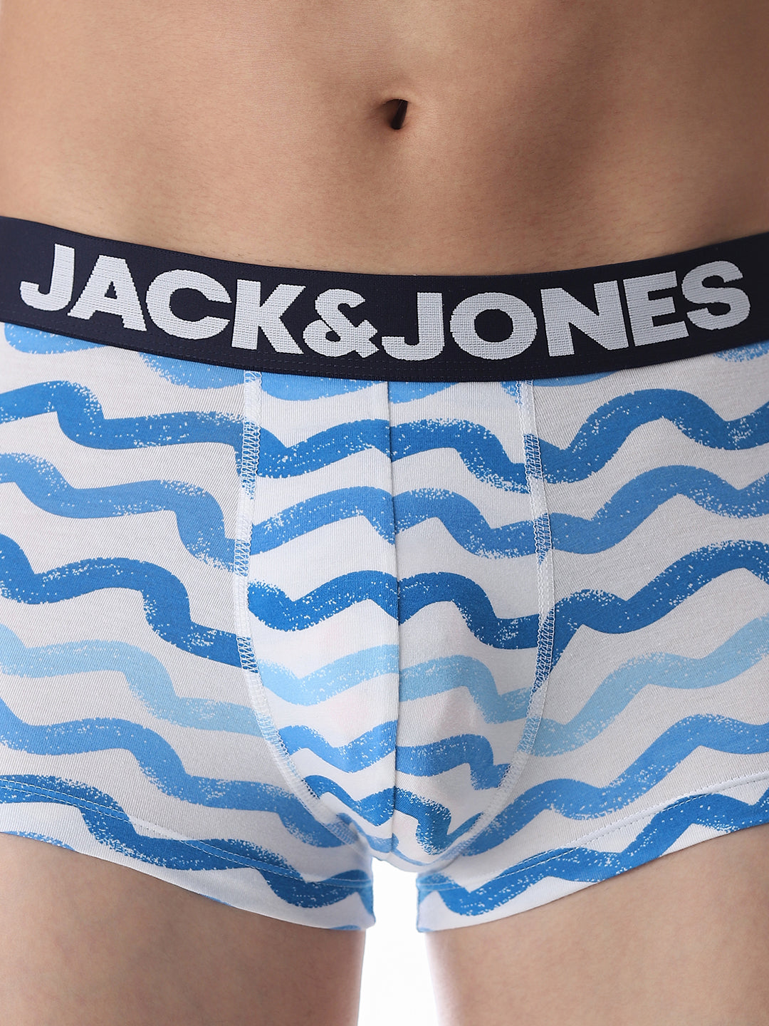 Blue Wave Stripes Printed Trunks