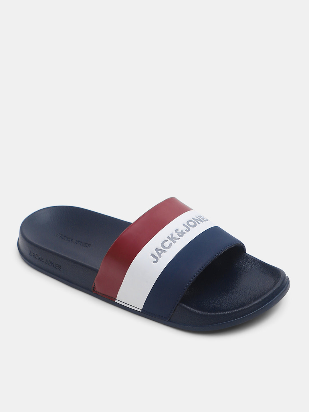 Navy Blue Striped Pool Sliders