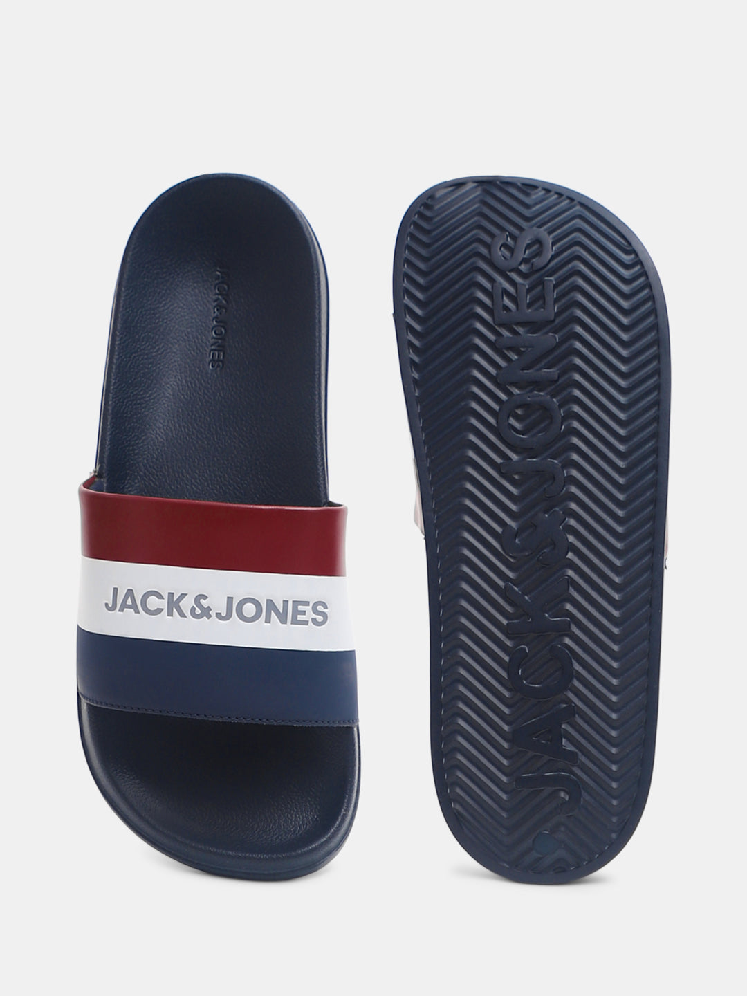 Navy Blue Striped Pool Sliders