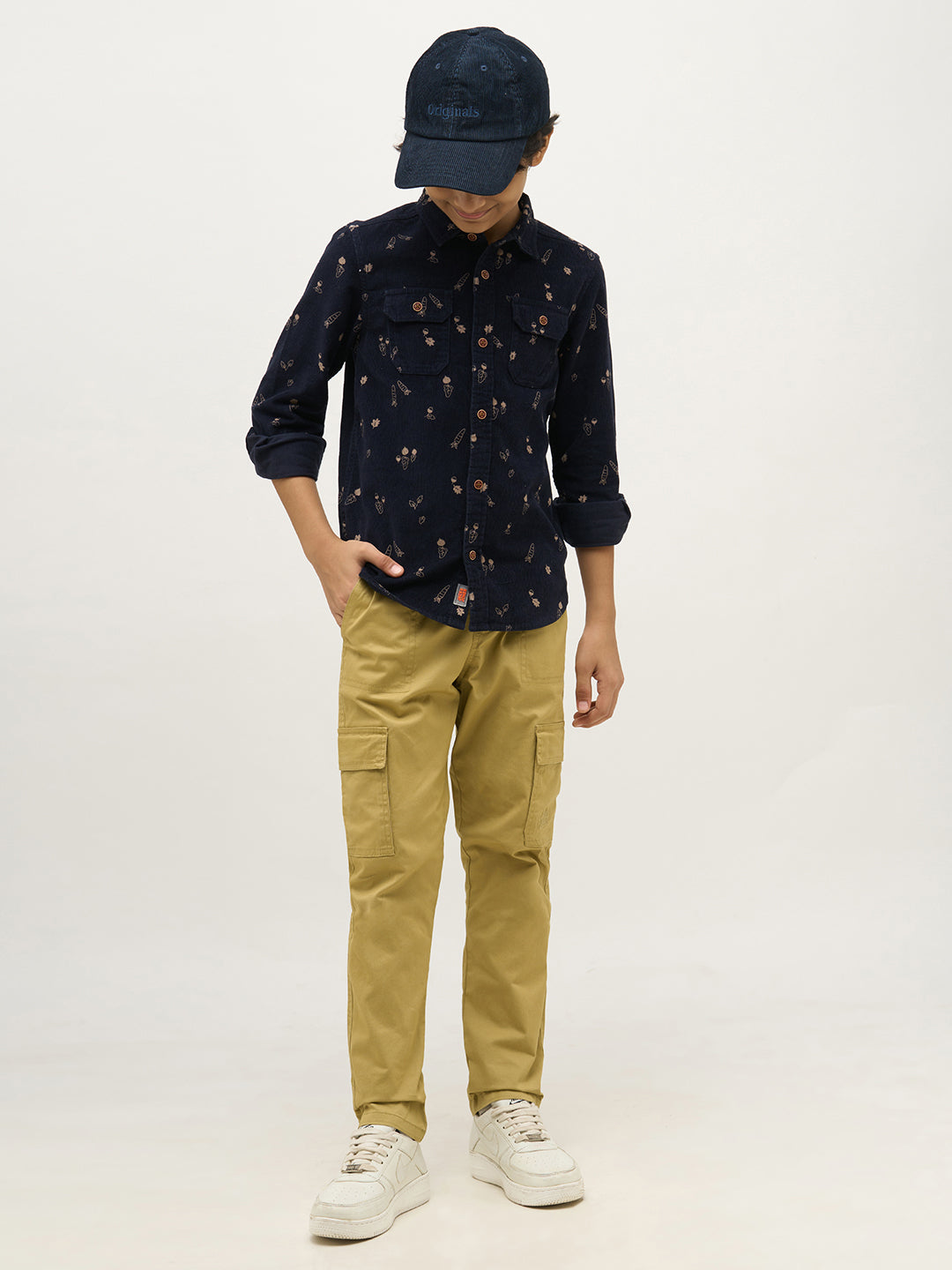 Boys Khaki Patch Pocket Cargo Pants