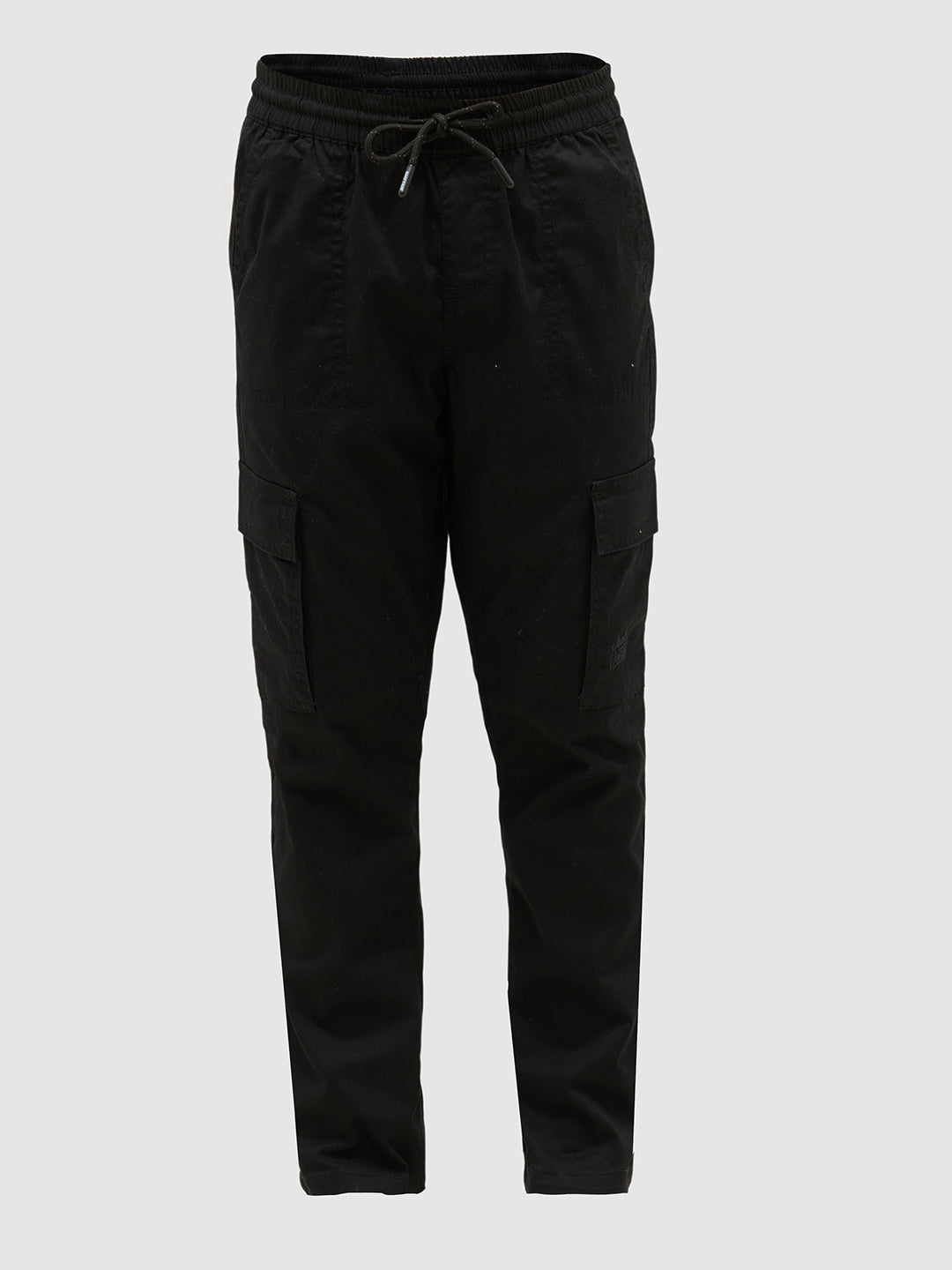 Boys Black Patch Pocket Cargo Pants